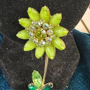 Albert Weiss Green and Gold Floral Brooch